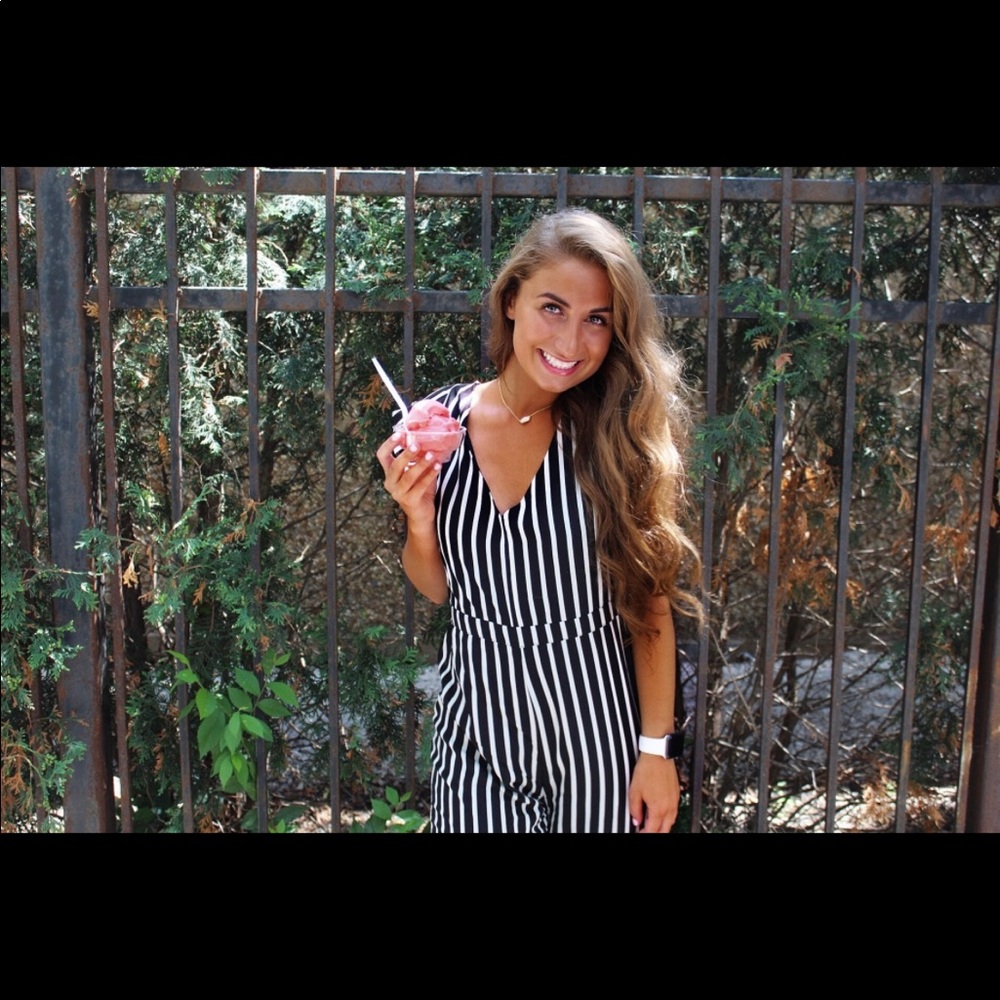 Black and White Jumpsuit with Tie Back